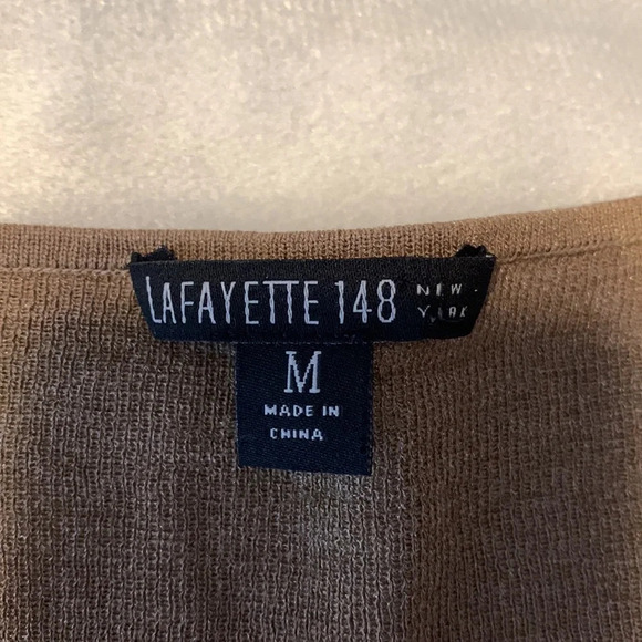 Lafayette 148 size medium light brown sparkle ruched square neckline blouse - Picture 7 of 9